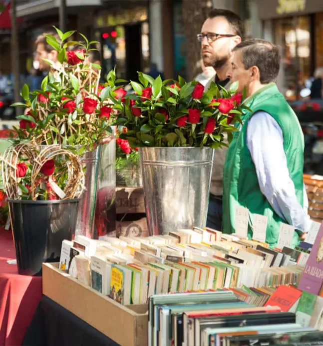 Sant Jordi Bracelona - parada de libros y rosas 2